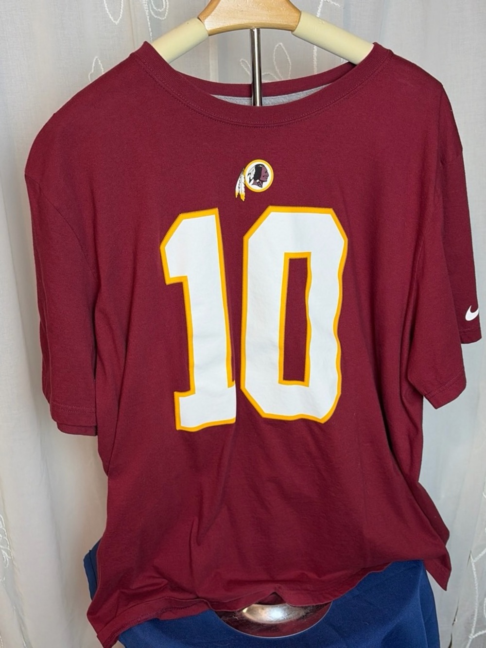 Nike Burgundy Football Tee with White & Gold Number 10